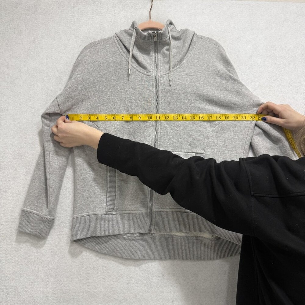 Athleta Hoodie Sweatshirt Womens Medium Gray Full Zip Hooded Jacket Cotton - Picture 5 of 11